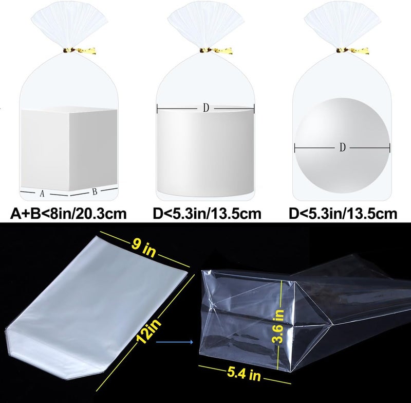 ZIMCEMS 50pcs 9x12 inch Bottom Gusset Clear Cellophane Gift Wrap Bags with 5" Twist Ties for Party, Birthday, Wedding, Home, Kitchen - Image 4